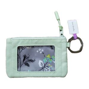 Vera Bradley Nwt Microfiber RFID Zip Top ID & Keys Wristlet Case Green Floral